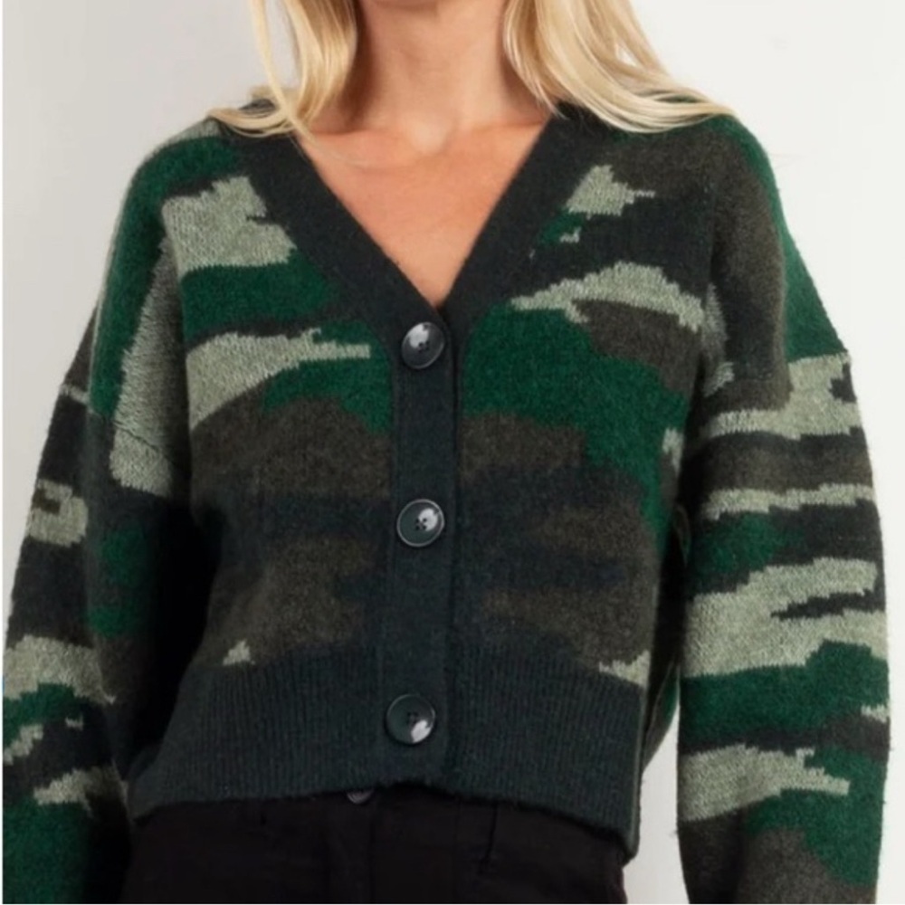 LNA Clothing CAMO JACQUARD CARDIGAN - CAMOFLAUGE L